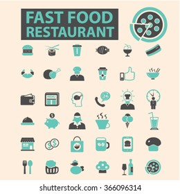 fast food restaurant  icons, signs vector concept set for infographics, mobile, website, application
