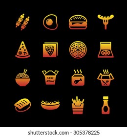 Fast food restaurant icons for web