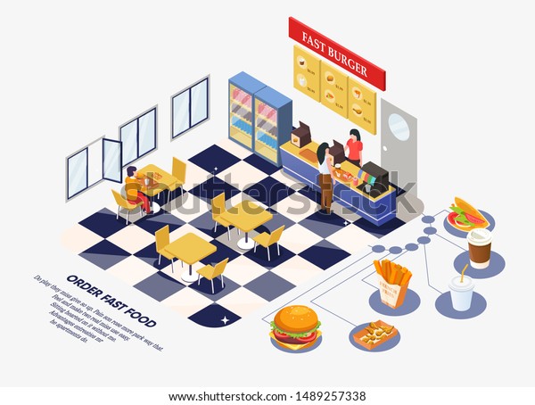 Fast Food Restaurant Interior The Ordering Stock Vector Royalty