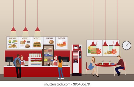 Fast Food Interior Vector Illustration Images Stock Photos