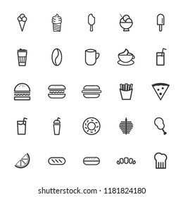 Fast food restaurant line icon set