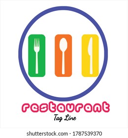 Fast food restaurant logo fork, spoon and knife - design vector