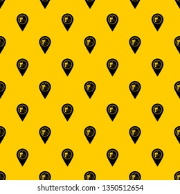 Fast food and restaurant map pointer pattern seamless vector repeat geometric yellow for any design