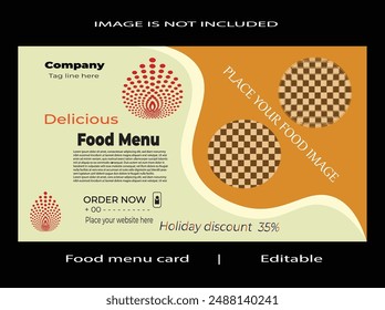 Fast food, restaurant menu card, social media marketing,  template design. Flyer template, online promotion, pizza, burger, and healthy food template.