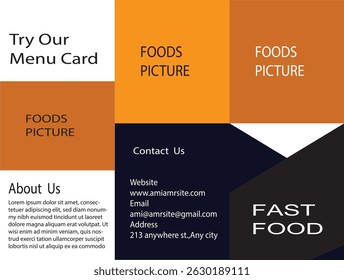Fast Food Restaurant Menu Card Trifold Flyer