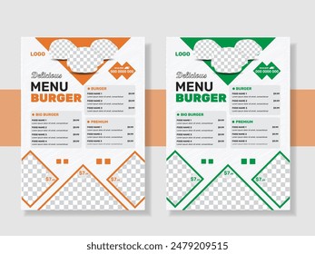 Fast food restaurant menu Design Template. Vintage food menu flyer or poster design template. Restaurant menu, food menu, food flyer.