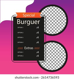 : Fast Food Restaurant Menu for Ordering Delivery