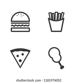 Fast food restaurant menu outline icon set