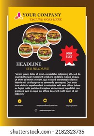  
Fast food restaurant menu social media marketing web banner template design. Pizza, burger and healthy food business online promotion flyer with abstract background, logo and