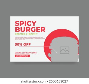 Fast food restaurant menu social media marketing web banner template design. Pizza, burger and healthy food business online promotion flyer with abstract background. Sale cover.