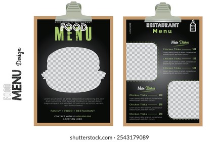 Fast food restaurant menu social media marketing web banner template design. Pizza, burger and healthy food business online promotion flyer with abstract background