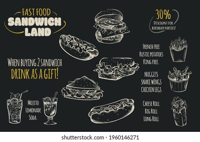 Fast food restaurant menu ,vector illustration