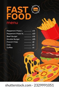 fast food restaurant menu in vector