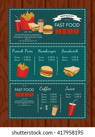 Fast food restaurant menu vector 