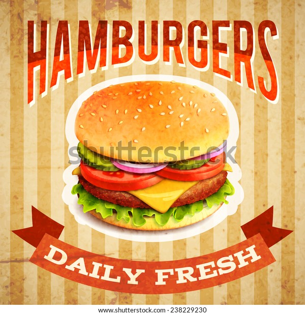 Restaurant wallpaper with beef meat hamburger emblem in red and white. 