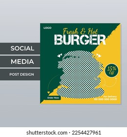 Fast Food Restaurant Social Media Post or Web Banner Food Instagram post template design Suitable for Social Media Post Restaurant and culinary Promotion online sale promotion flyer poster Food