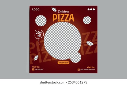 Fast food restaurant social media post or web banner template design. vector illustration . Healthy pizza online sale promotion flyer or poster. Suitable for Social Media Post