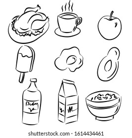 Fast food Restaurant Traditional Doodle sketch Hand drawn Design Vector.