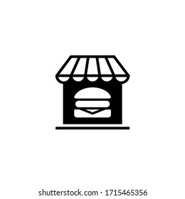Fast food restaurant vector icon in black solid flat design icon isolated on white background