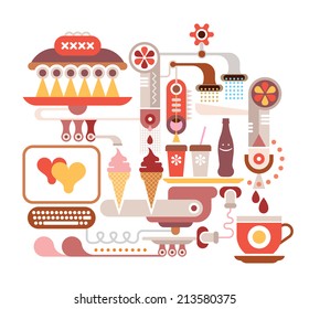 Fast Food Restaurant - vector illustration. Isolated on white.