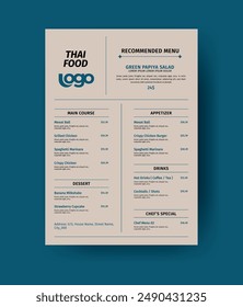 Fast food restaurant vector menu template