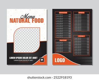 Fast food restaurant vector menu Template. Simple Vintage Healthy Food Best Taste Restaurant Menu template.