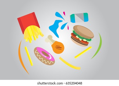 fast food reverse vector illustration