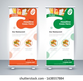 Fast food roll up banner restaurant menu template Design brochure. Vector illustration - Images