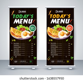 Fast food roll up banner restaurant menu template Design brochure. Vector illustration - Images