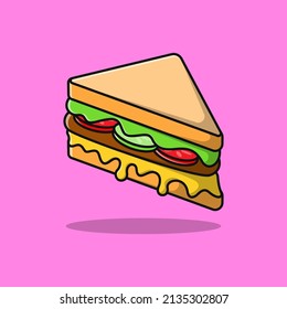 Fast food sandwich cartoon. Flat cartoon illustration