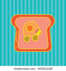 fast food, sandwich with egg and cheese. blue textured background vector image