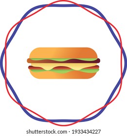 fast food, sandwich with meats and cheese. white background vector image