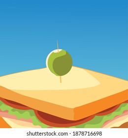 fast food sandwich with olive fresh icon vector illustration
