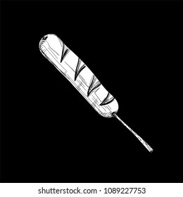 fast food sausage drawing object black white 