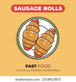 Fast food sausage rolls vector illustration