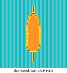 fast food, sausage skewer. vector image with blue textured background