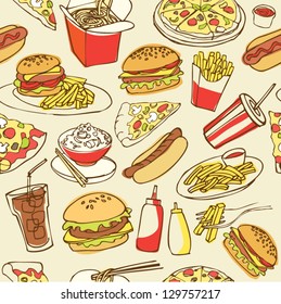 Fast food seamless background