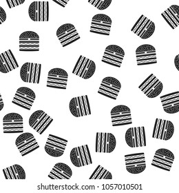 Fast food seamless hamburger pattern. Food background. Vector illustration.