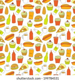 Fast food seamless pattern.