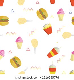 fast food seamless  pattern background flat style