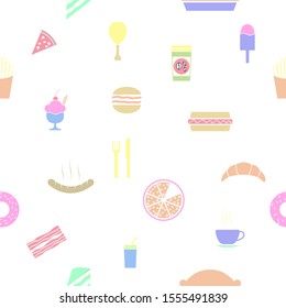 fast food seamless pattern background icon.