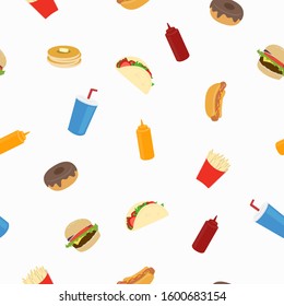 Fast Food Seamless Pattern Background or Wallpaper