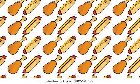 Fast food seamless pattern background illustration vector