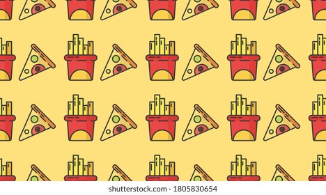 Fast food seamless pattern background illustration vector