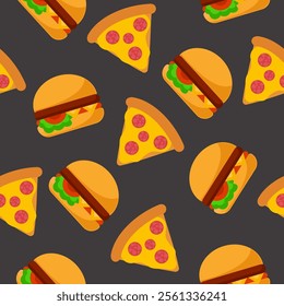 Fast food seamless pattern background. Vector of fast food. Perfect for textile, fabric, print, greeting, many more. SSTKbackgrounds