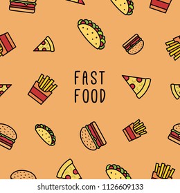 Fast Food Seamless Pattern Design Icon Vector Symbol Fast Food