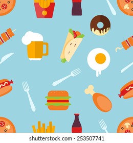 fast food seamless pattern design. vector illustration