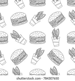Fast Food seamless pattern on white background
