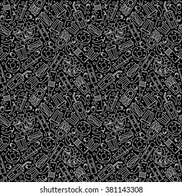 Fast Food Seamless Pattern. Thin line style, flat design,contour line. Vector illustration Template for restaurant and bar. PatternS for Business card, banner, brochure template. 