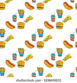 fast food seamless pattern, vector illustration